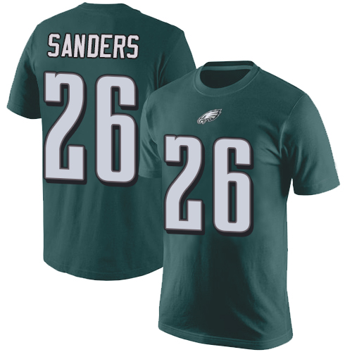 Men Philadelphia Eagles #26 Miles Sanders Green Rush Pride Name and Number NFL T Shirt->nfl t-shirts->Sports Accessory